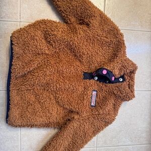 Vineyard Vines 2T Girls Brown Sherpa Fleece Pull Over